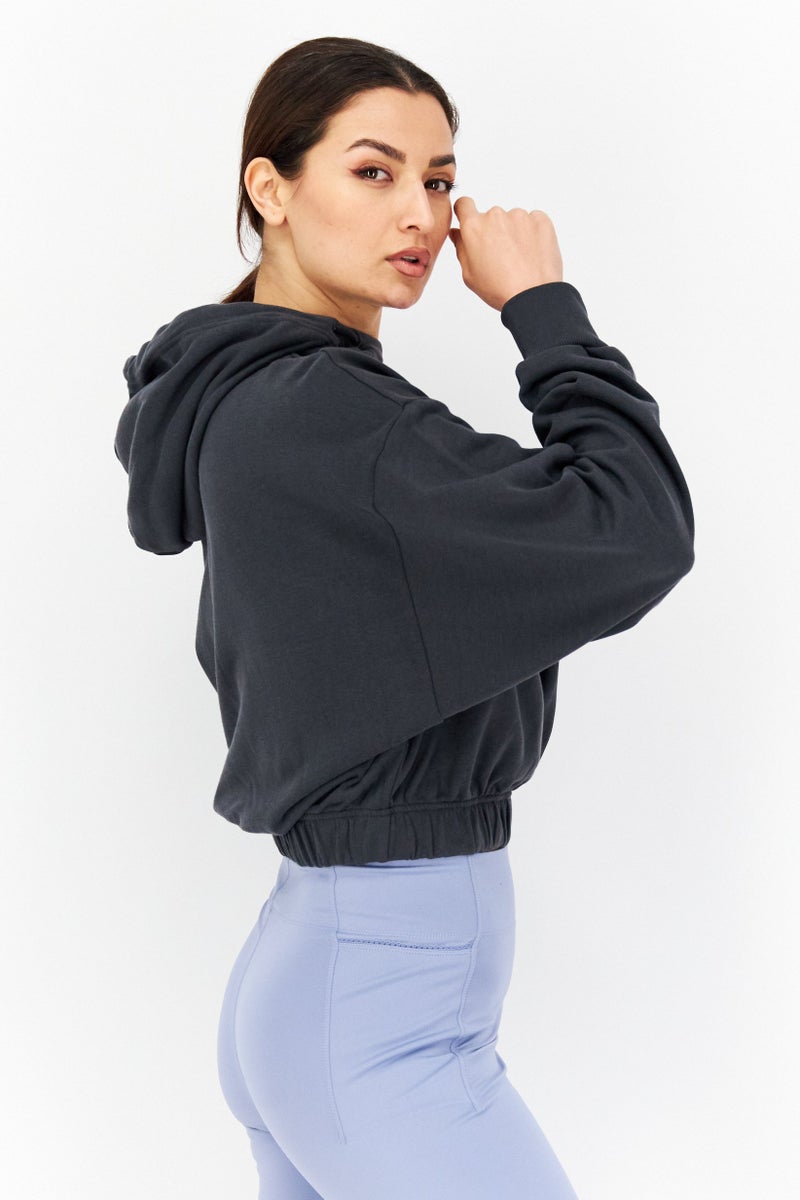 Women Sportswear Fit Outdoor Hooded Sweatshirt, Grey