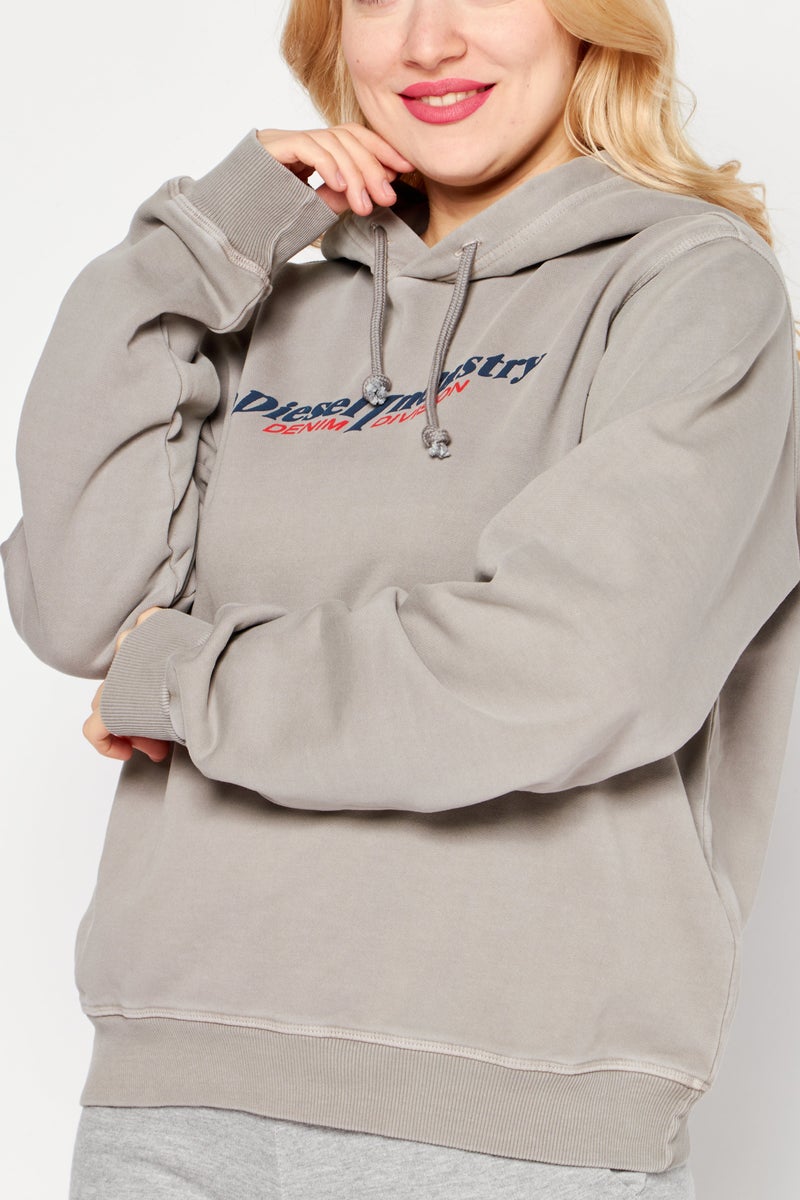 Women Long Sleeve Brand Logo Hoodie, Grey