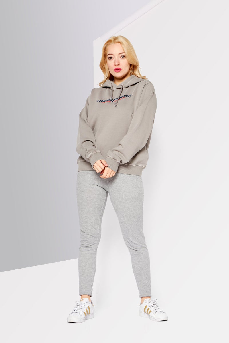 Women Long Sleeve Brand Logo Hoodie, Grey