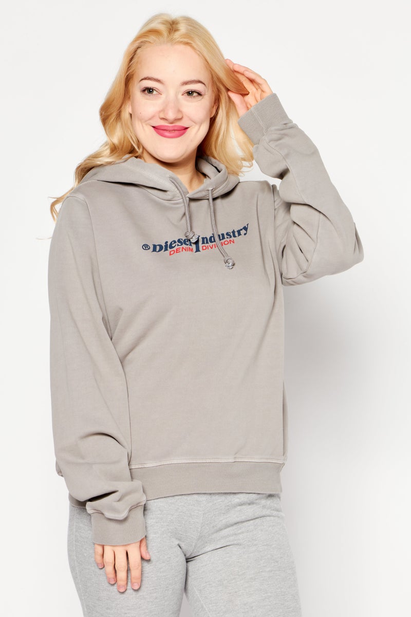 Women Long Sleeve Brand Logo Hoodie, Grey