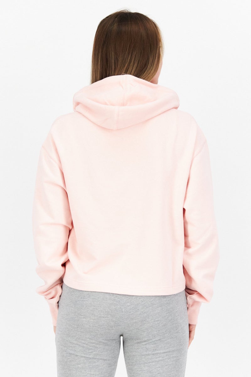 Women Sportswear Fit Brand Logo Training Hoodies, Pink