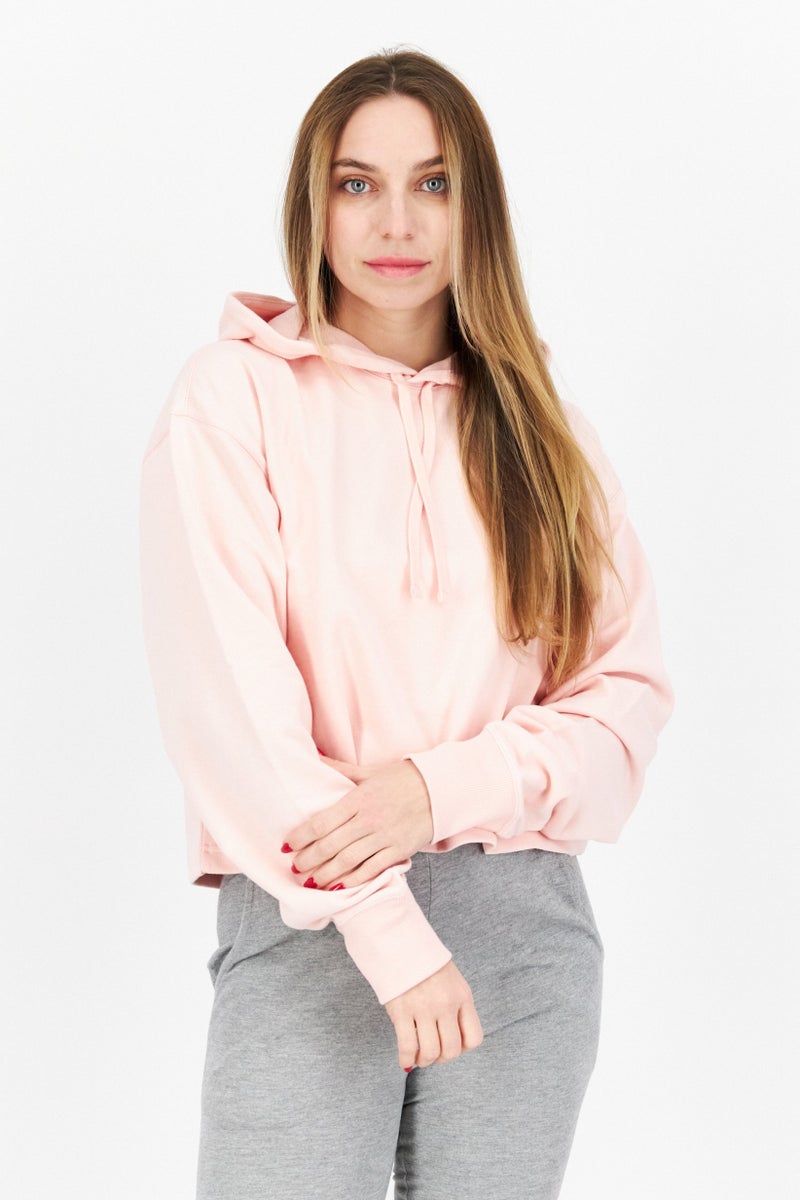 Women Sportswear Fit Brand Logo Training Hoodies, Pink