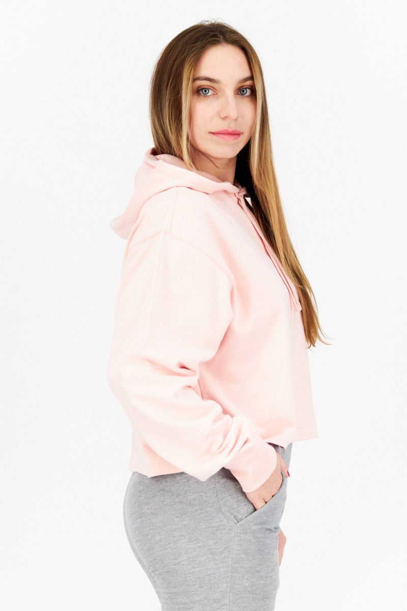 Women Sportswear Fit Brand Logo Training Hoodies, Pink