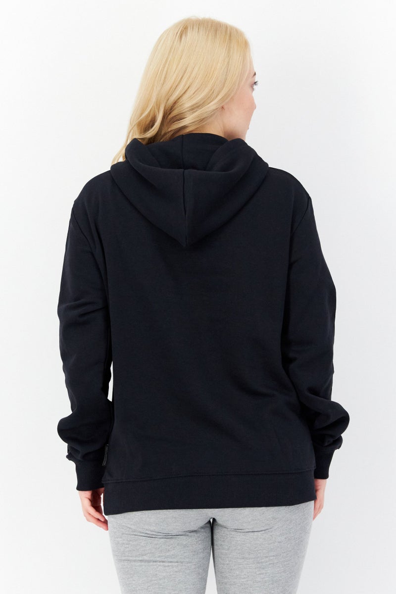 Women Hooded Long Sleeve Plain Sweatshirt, Dark Navy