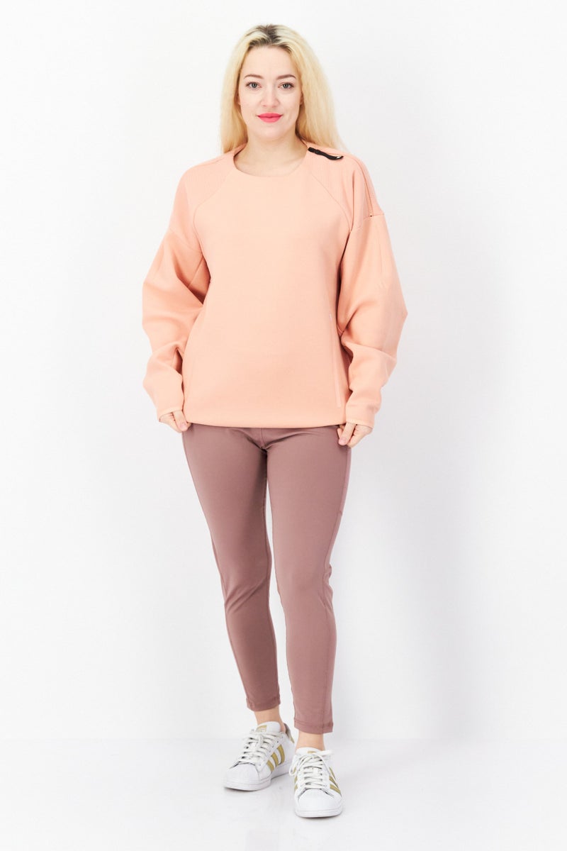 Women Sportswear Fit Long Sleeve Running Sweatshirt, Peach