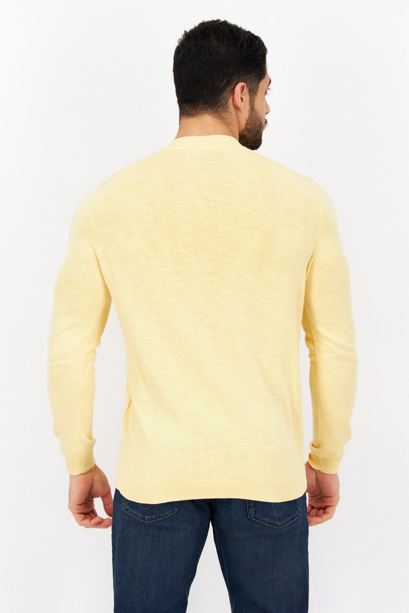 Men Crew Neck Long Sleeve Printed Sweatshirt, Yellow