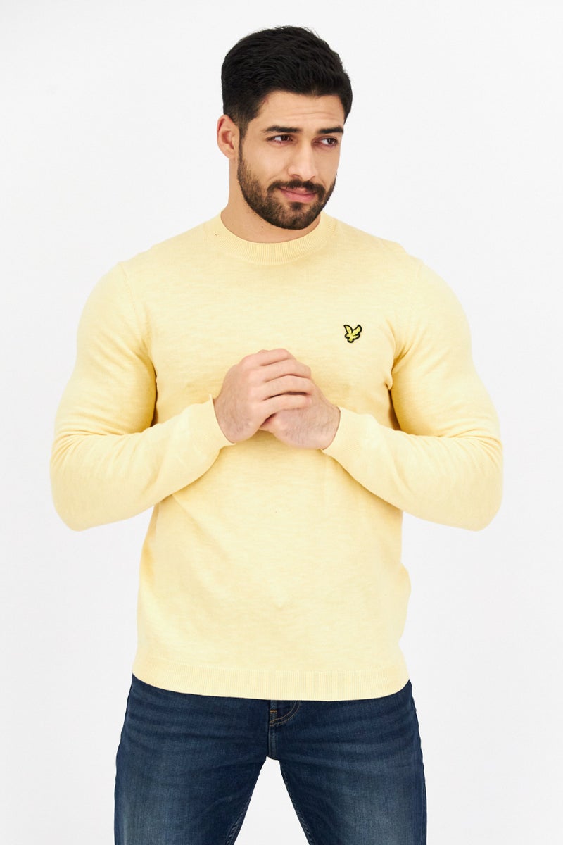 Men Crew Neck Long Sleeve Printed Sweatshirt, Yellow