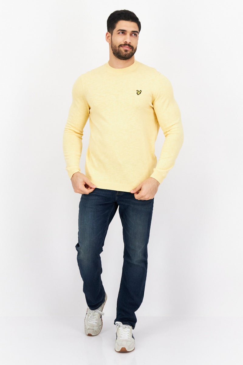 Men Crew Neck Long Sleeve Printed Sweatshirt, Yellow