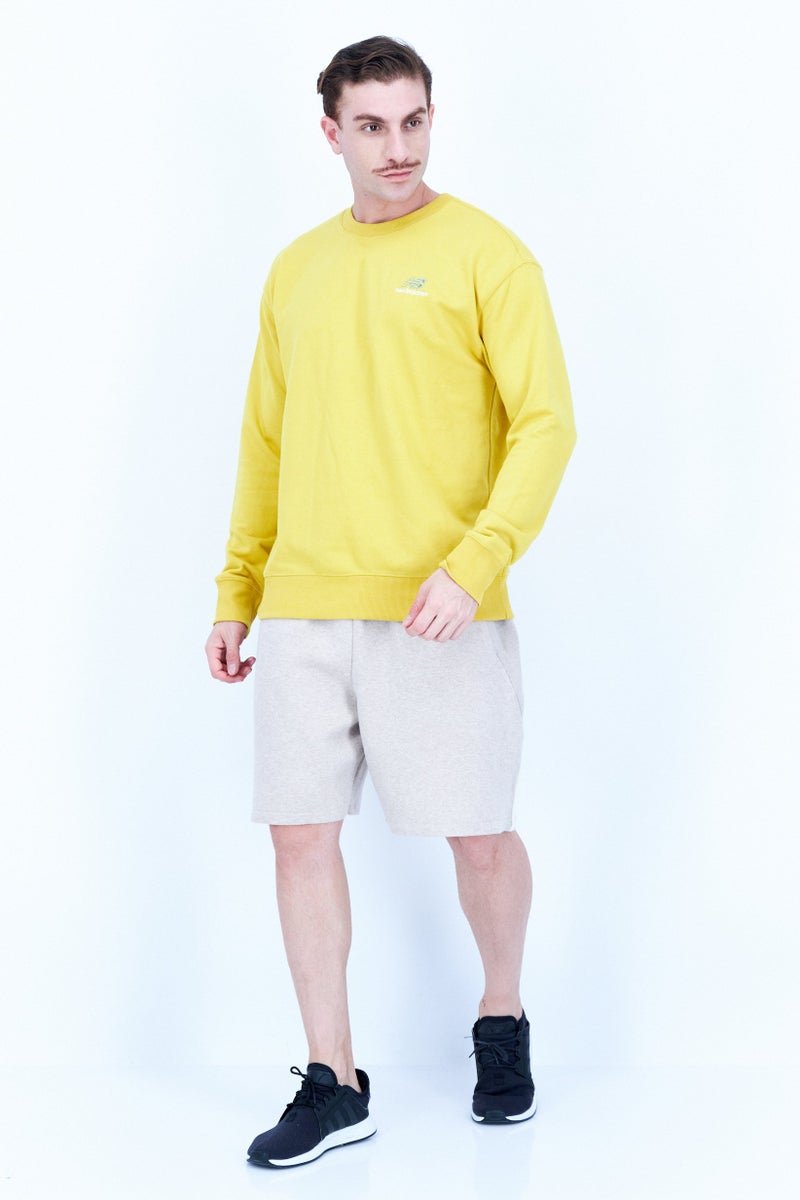 Men Relaxed Fit Long Sleeve Outdoor Sweatshirts, Yellow