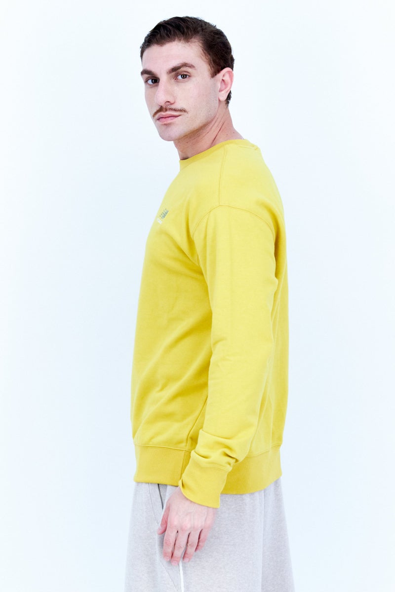 Men Relaxed Fit Long Sleeve Outdoor Sweatshirts, Yellow