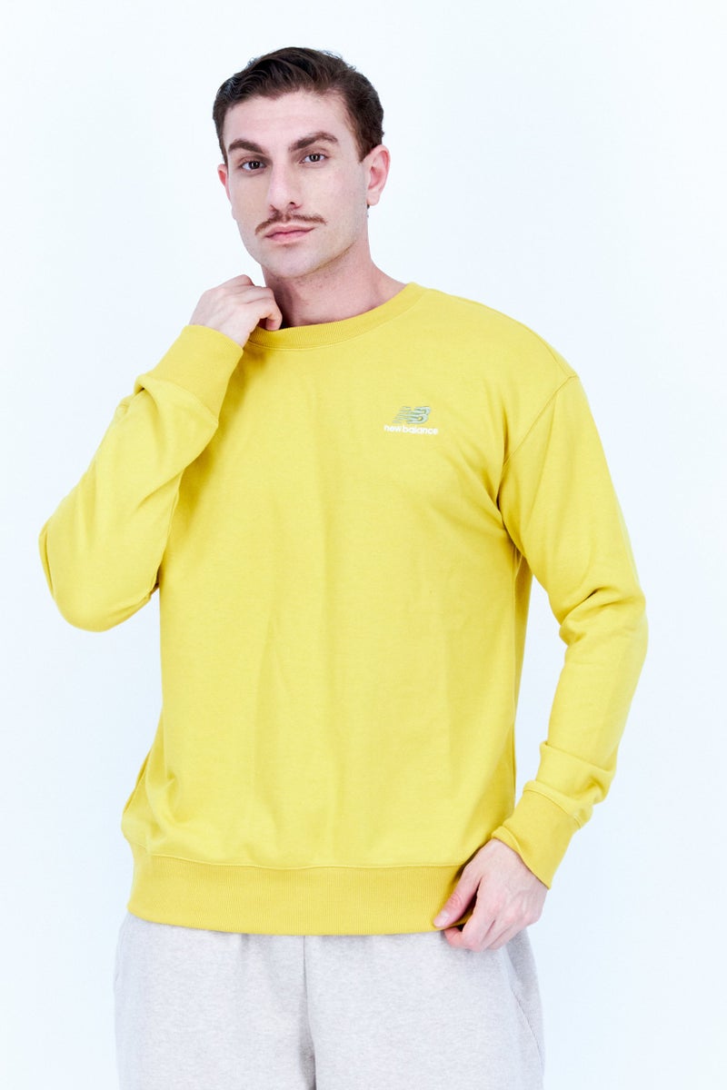 Men Relaxed Fit Long Sleeve Outdoor Sweatshirts, Yellow