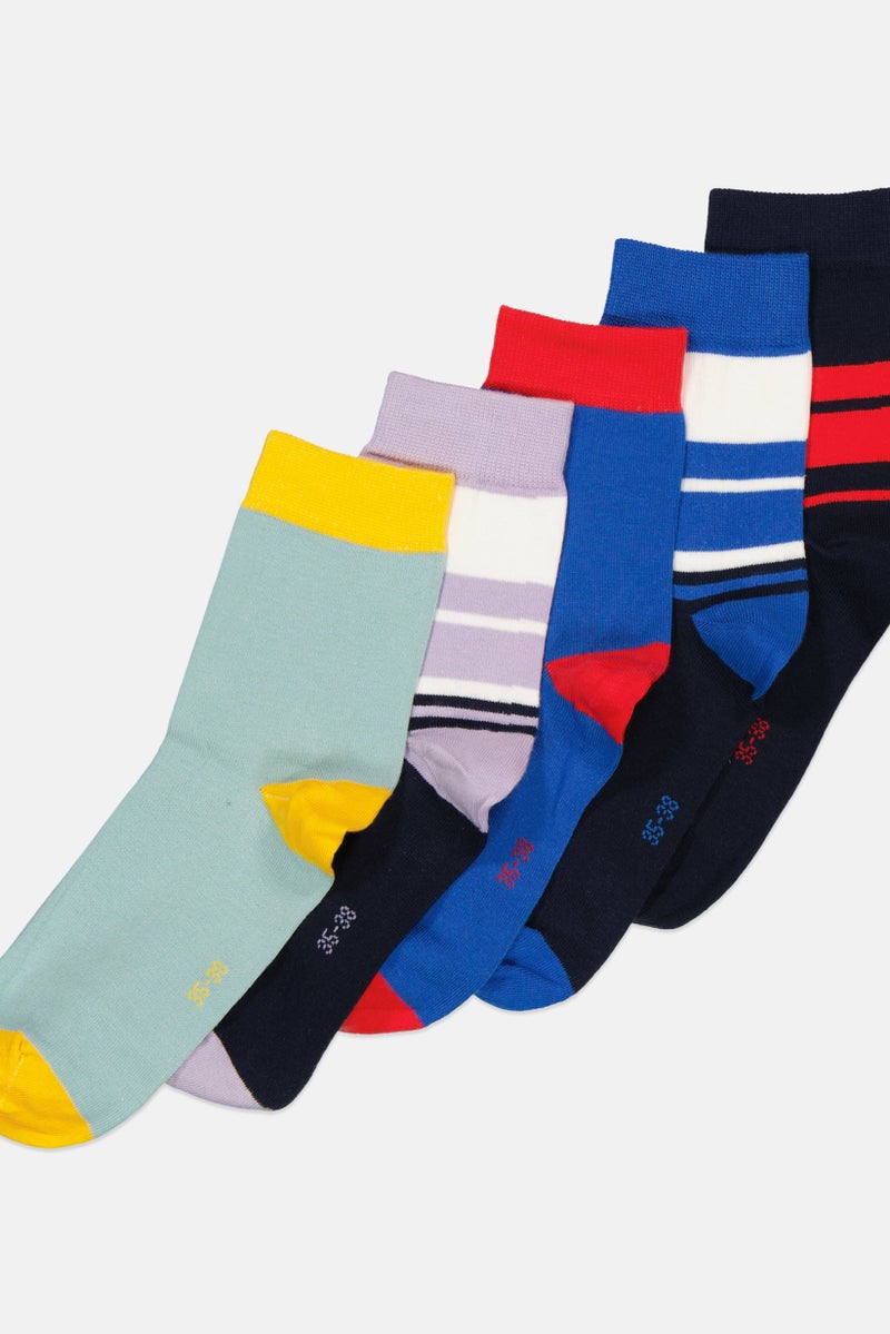 Kids Boy 5 Pairs Stripe Socks, Navy Combo