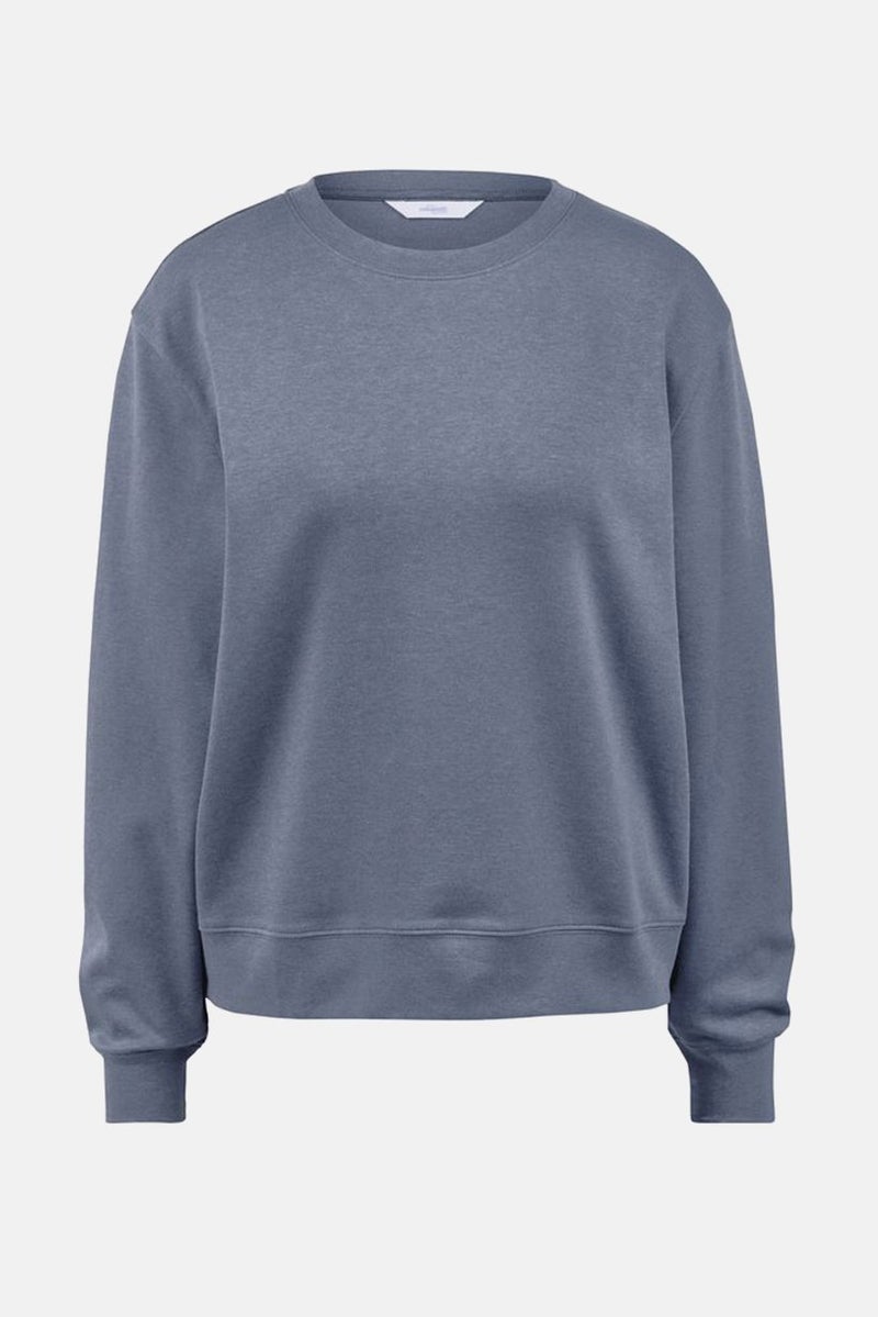 Women Crew Neck Heather Sweatshirt, Pastel Indigo