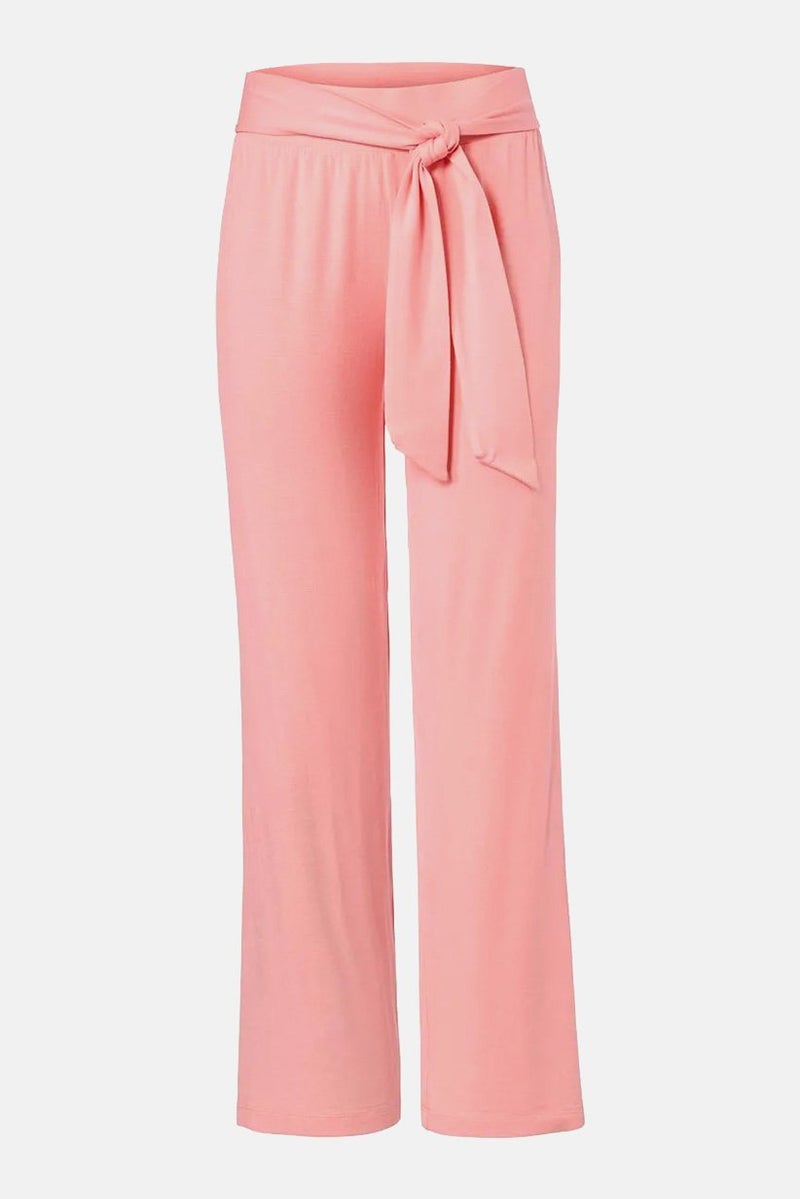 Women Plain Drawstring Pajamas, Pink