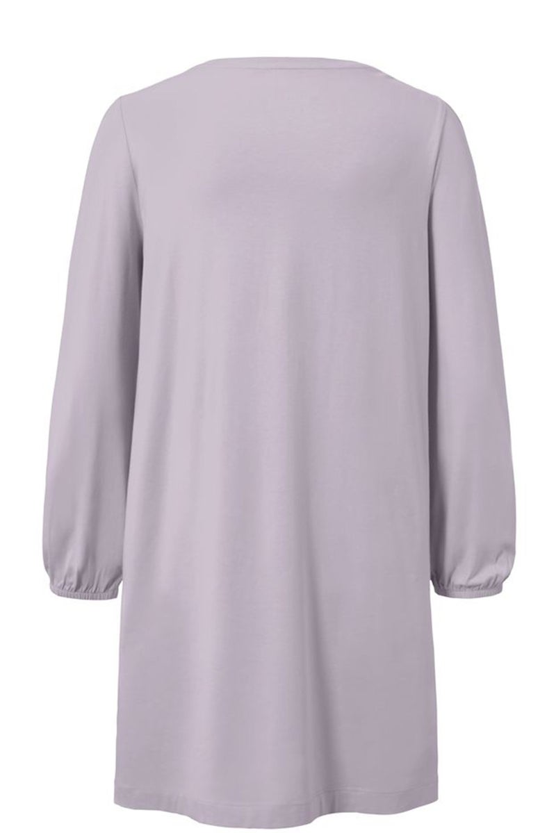 Women Solid Long Sleeve Night Dress, Lavender