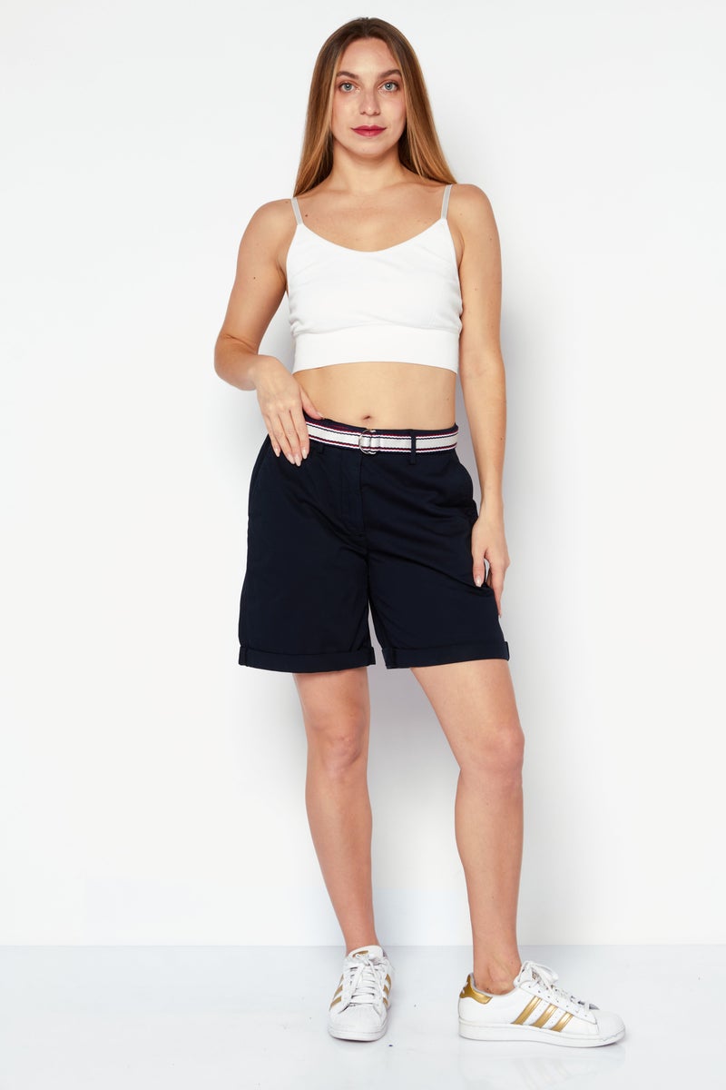 Women Plain Basic Short, Navy