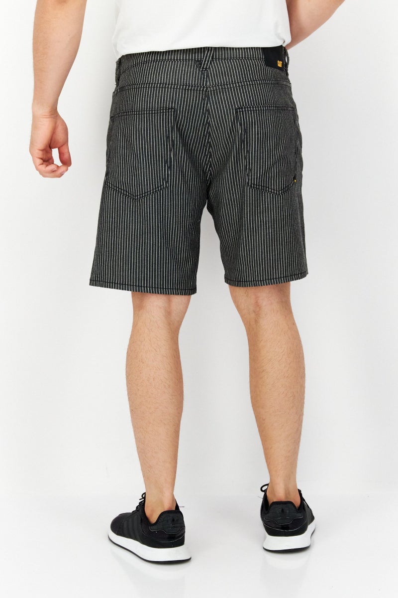 Men Regular Fit Stripe Chino Shorts, Black/White