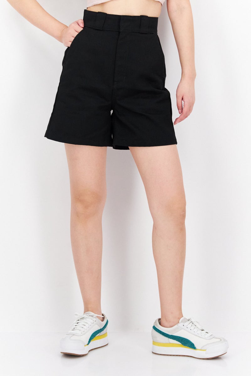 Women Solid Chino Shorts, Black
