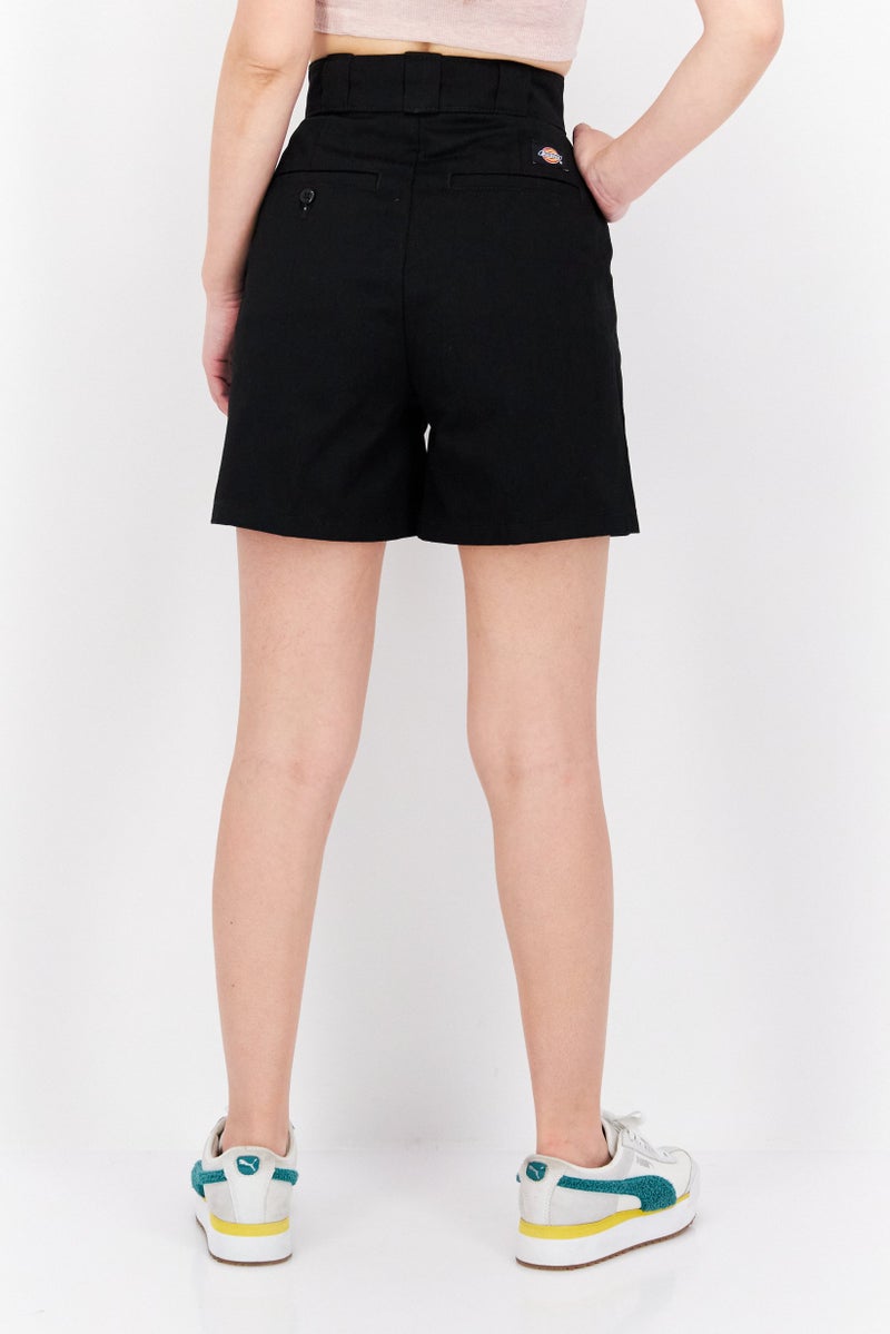 Women Solid Chino Shorts, Black