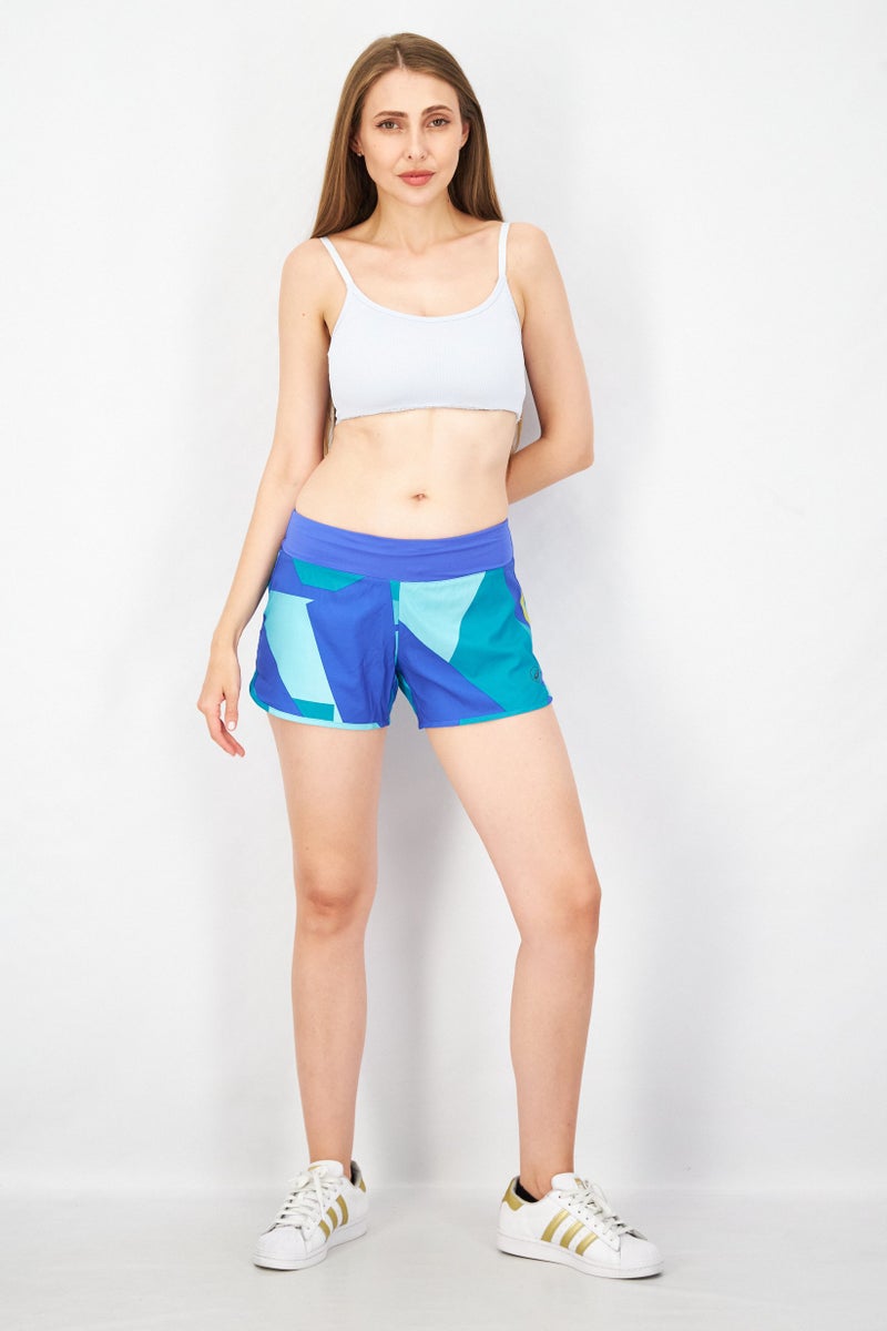 Women Sportswear Fit Pull On Running Short, Blue Combo