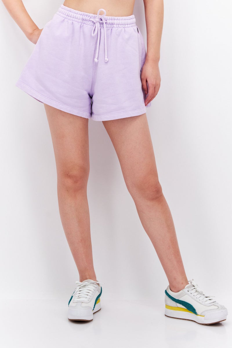 Women Embroidered Logo Basic Shorts, Purple