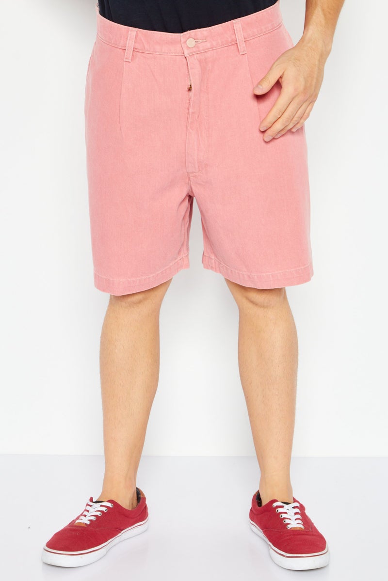 Men Regular Fit Plain Chino Shorts, Pale Red