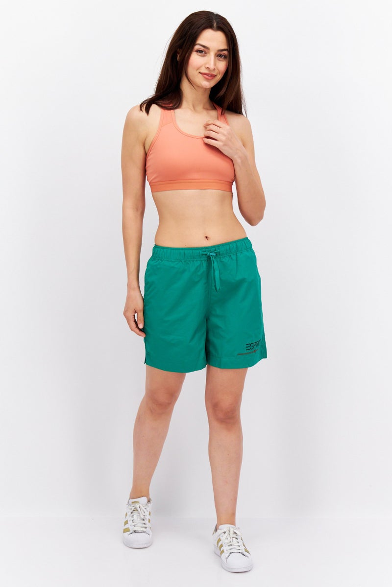 Women Brand Logo Basic Shorts, Green
