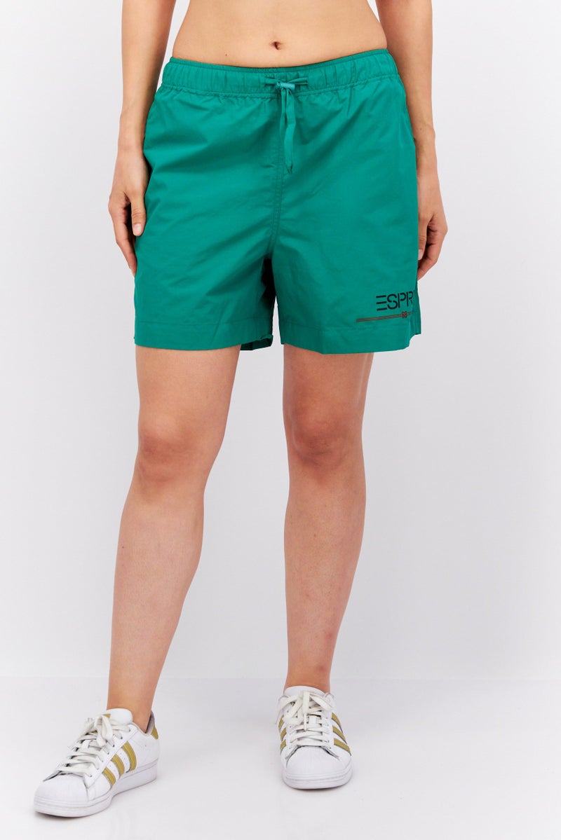 Women Brand Logo Basic Shorts, Green