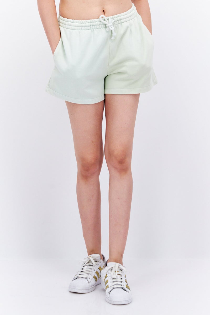 Women Embroidered Logo Basic Shorts, Mint Green