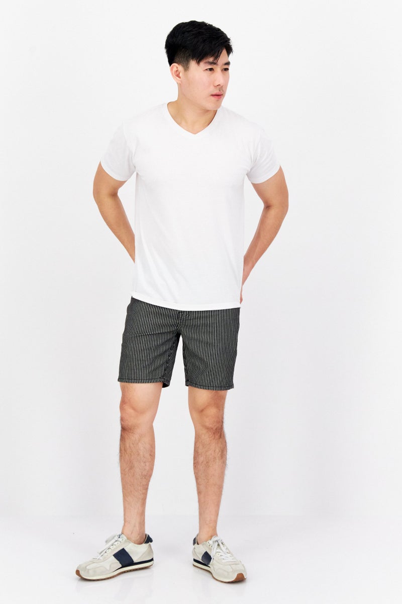 Men Stripe Chino Shorts, Grey/White