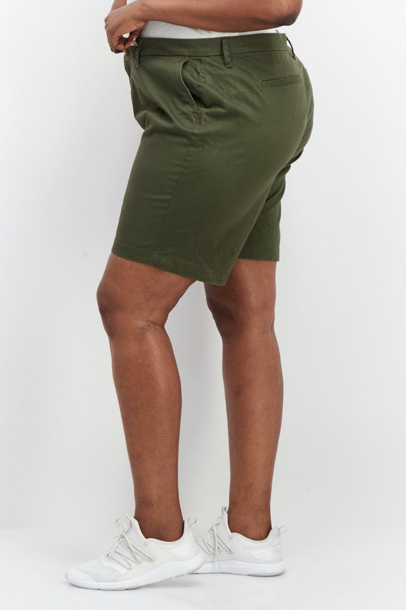 Women Plus Size Solid Basic Shorts, Olive