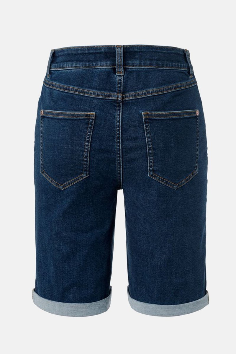 Women Dark Washed Denim Short, Navy Blue