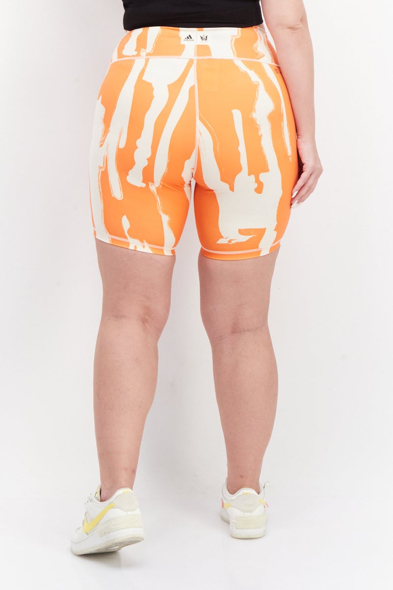 Women Plus Size Training Short, Orange/Cream