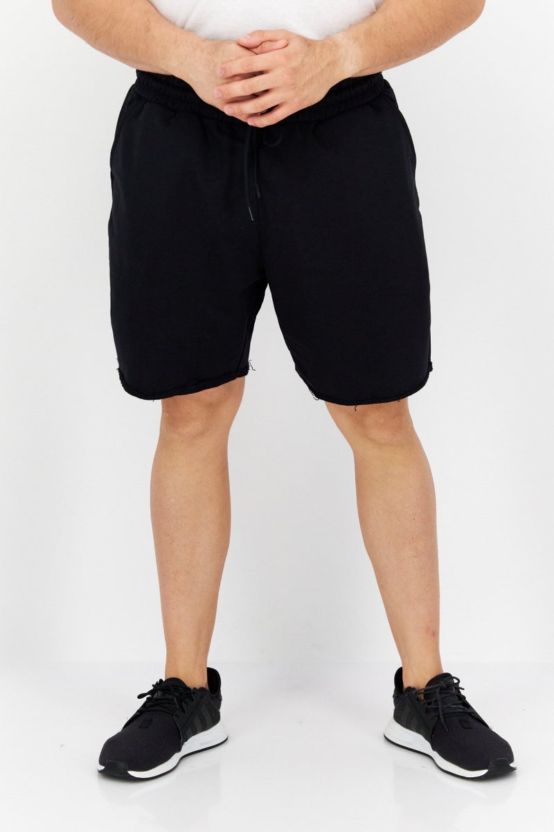 Men Embroider Logo Basic Shorts, Black