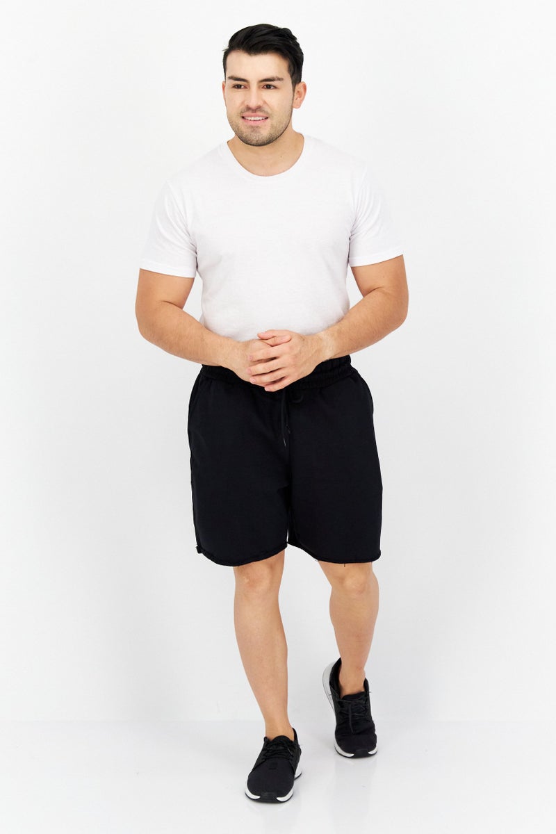 Men Embroider Logo Basic Shorts, Black