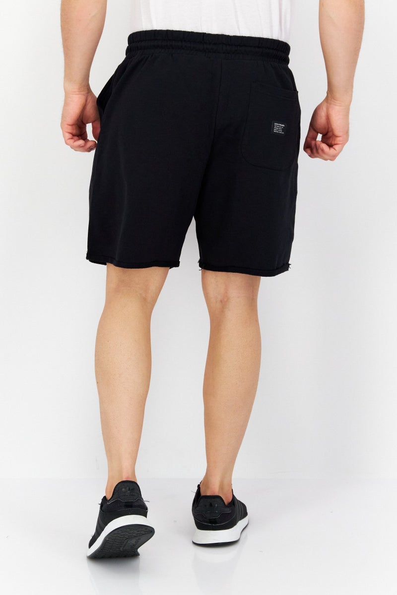 Men Embroider Logo Basic Shorts, Black