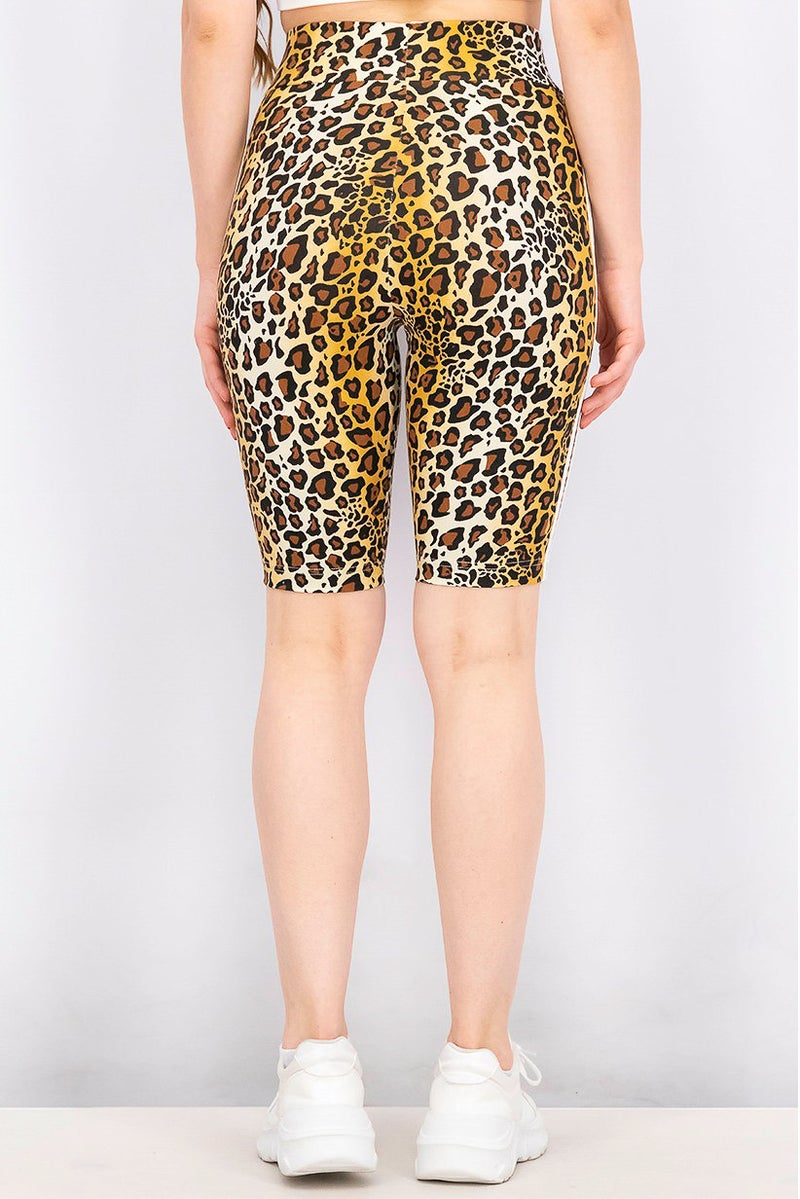 Women Sportswear Fit Leopard Short Tights, Brown