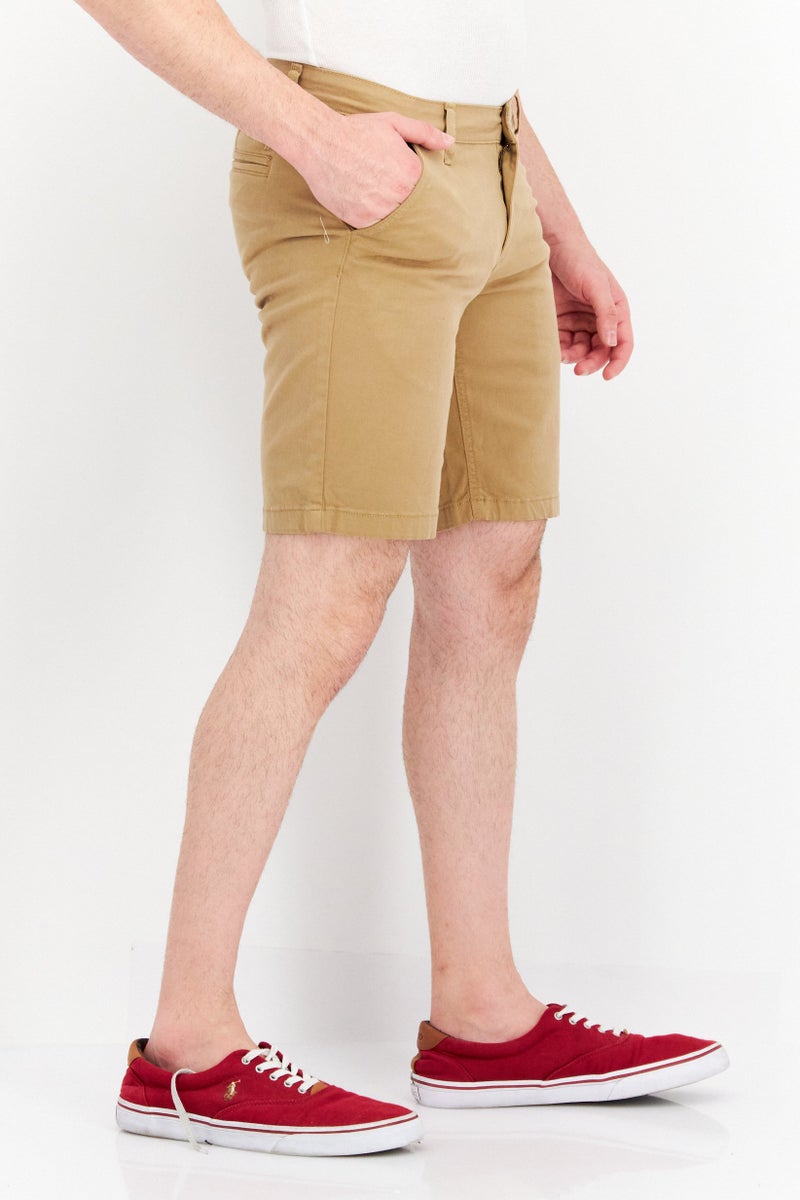 Men Slim Fit 10 Inseam Plain Chino Short, Tan