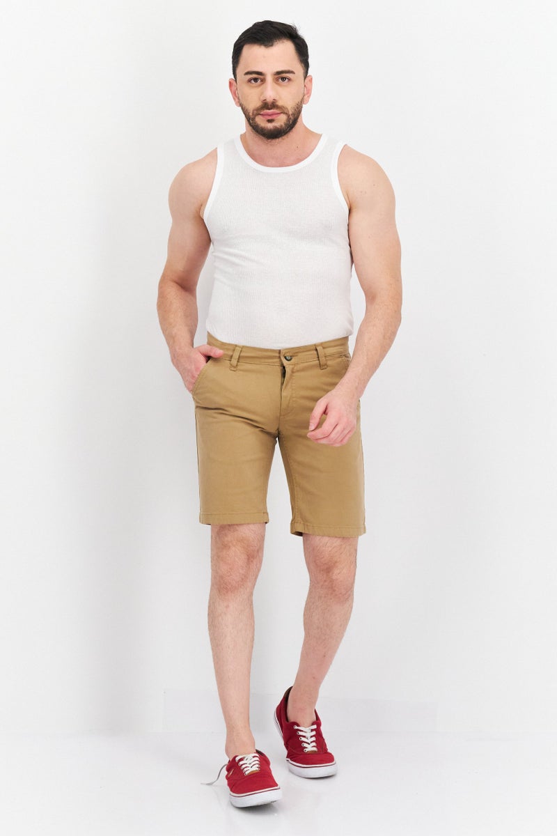 Men Slim Fit 10 Inseam Plain Chino Short, Tan