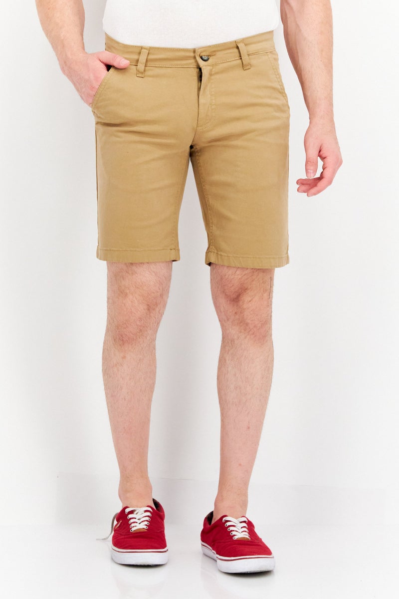 Men Slim Fit 10 Inseam Plain Chino Short, Tan