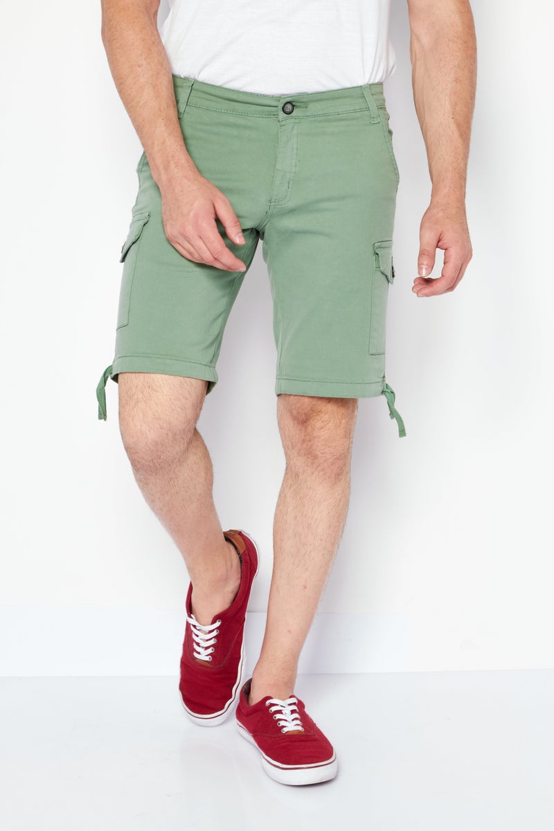 Men Slim Fit 10 Inseam Plain Basic Short, Green