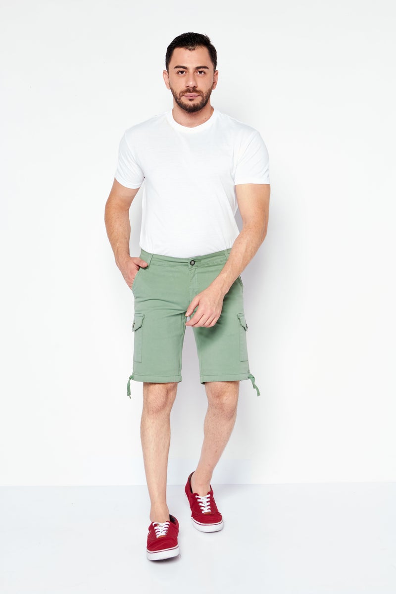 Men Slim Fit 10 Inseam Plain Basic Short, Green