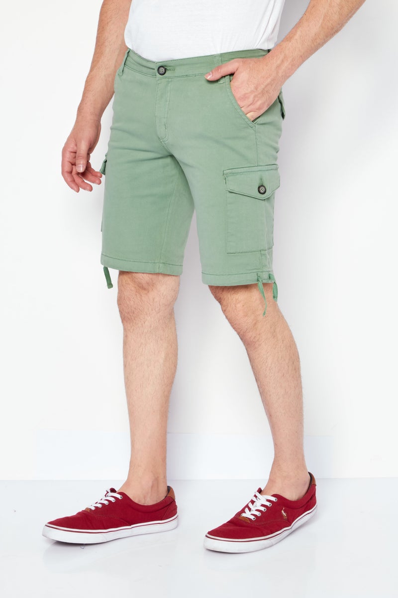 Men Slim Fit 10 Inseam Plain Basic Short, Green