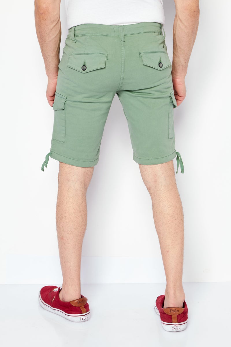 Men Slim Fit 10 Inseam Plain Basic Short, Green