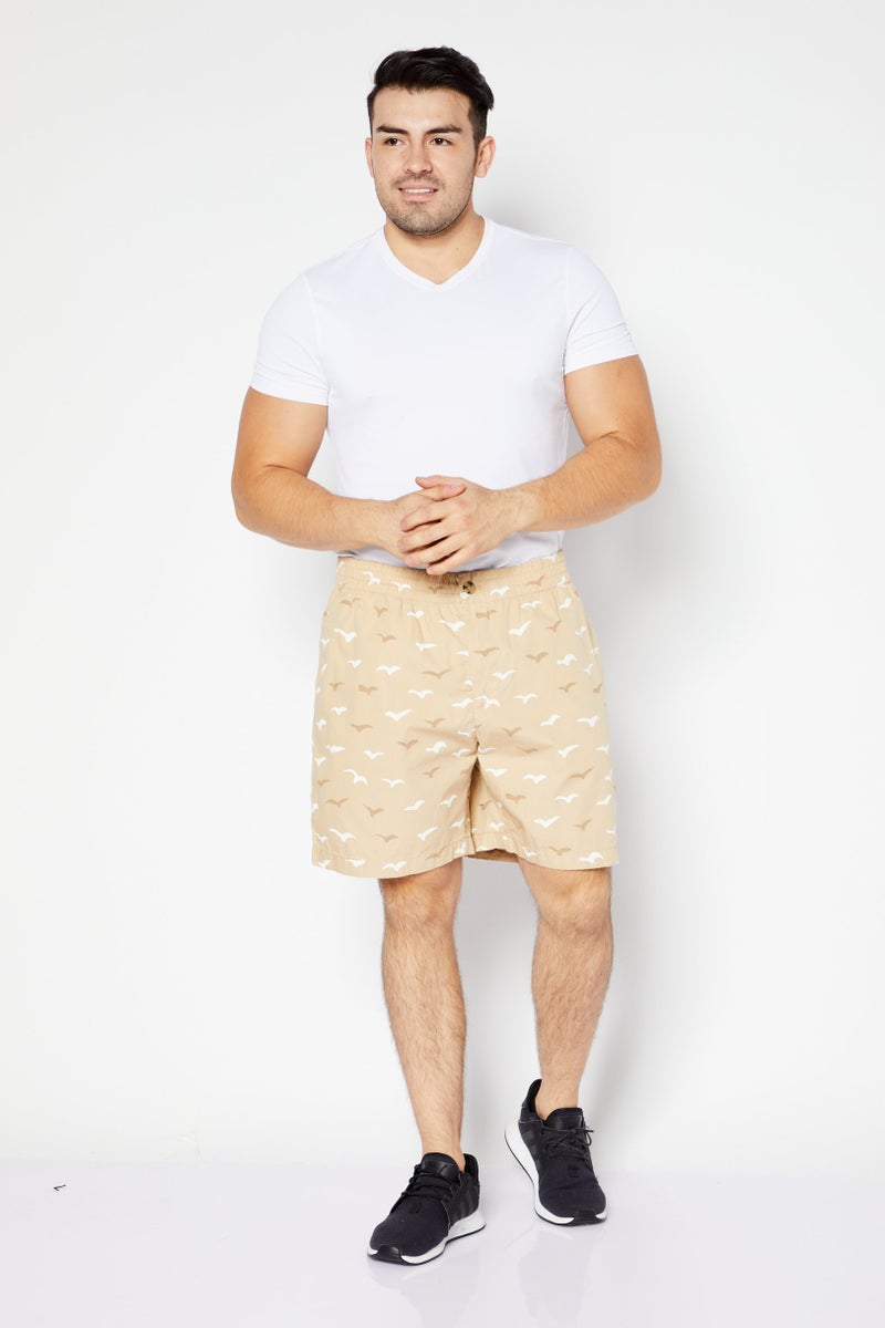 Men Allover Print Basic Short, Khaki