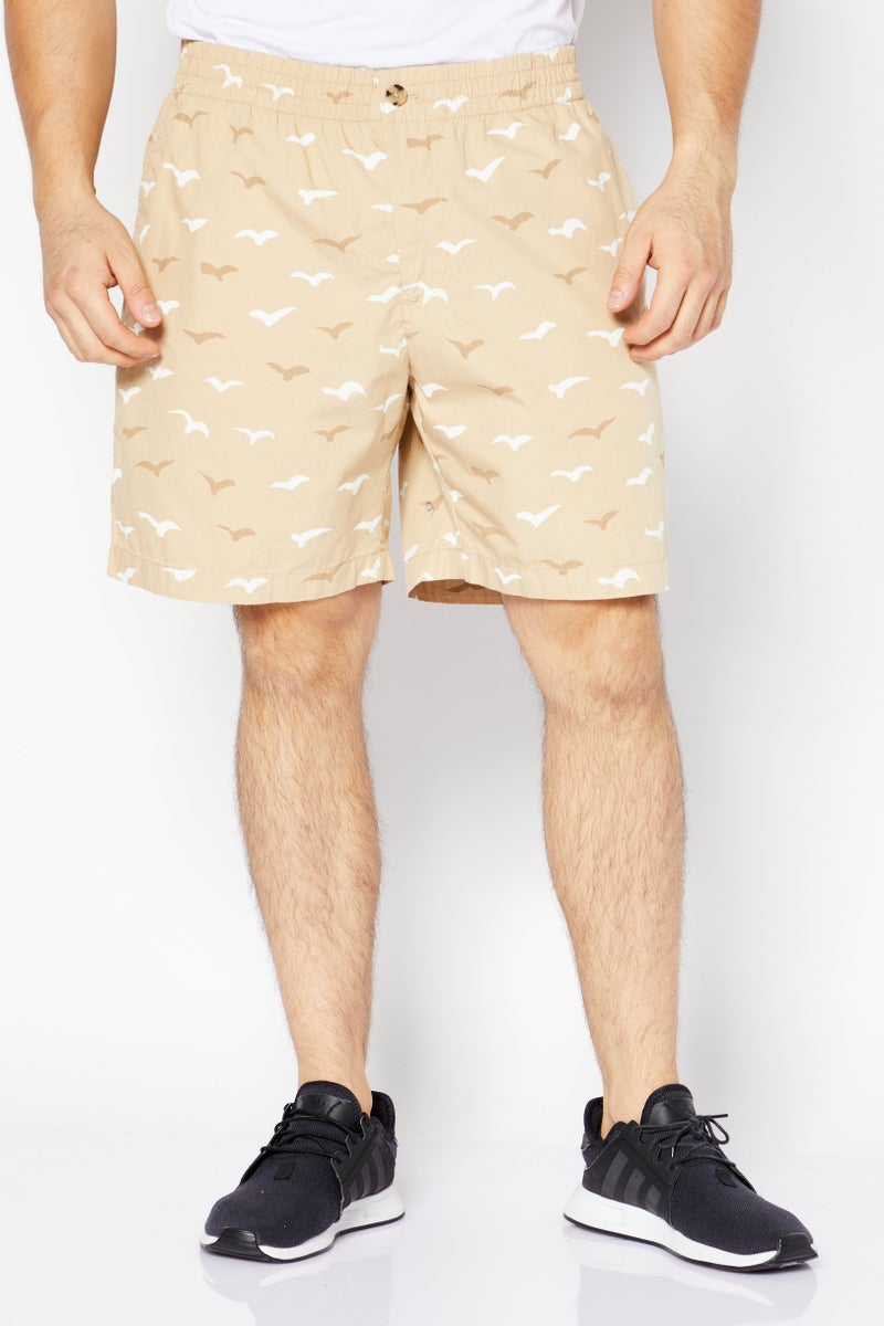 Men Allover Print Basic Short, Khaki