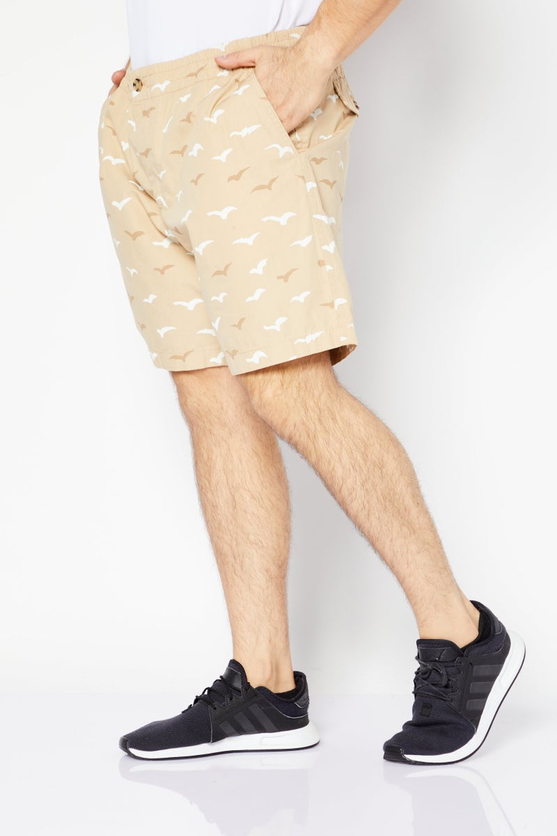 Men Allover Print Basic Short, Khaki