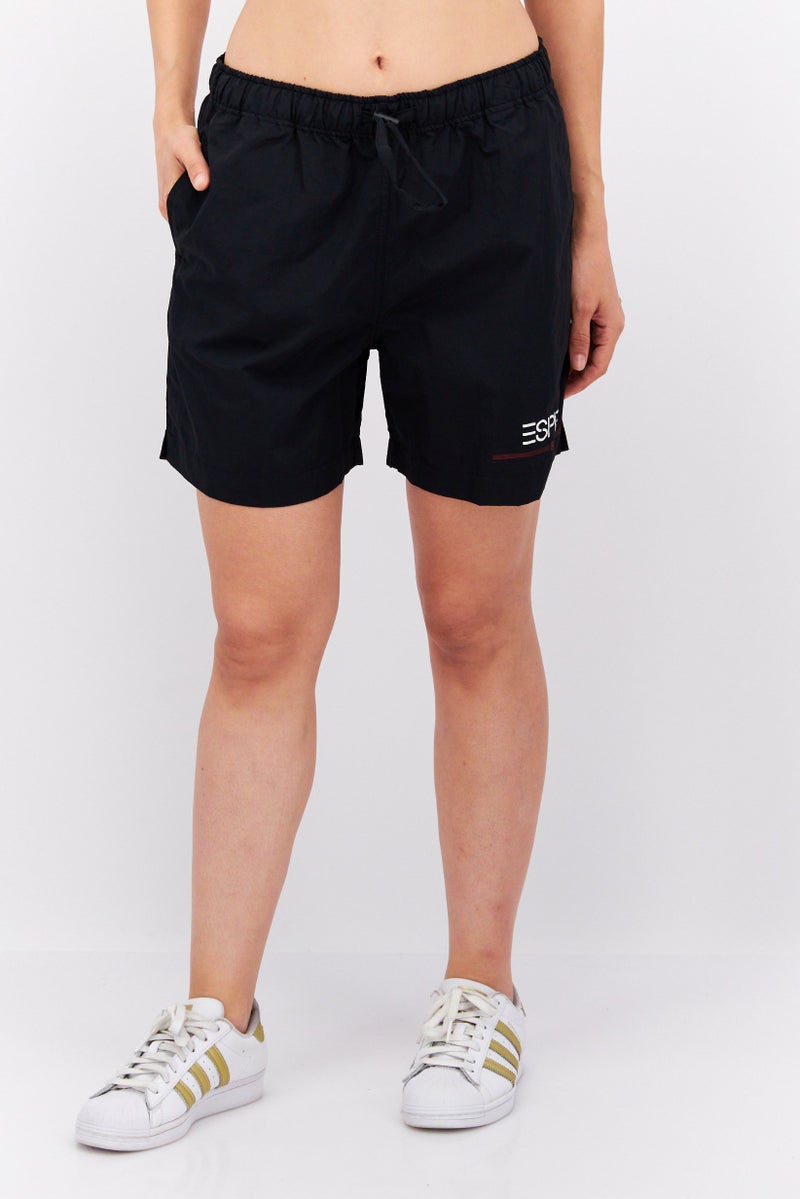 Women Brand Logo Basic Shorts, Black