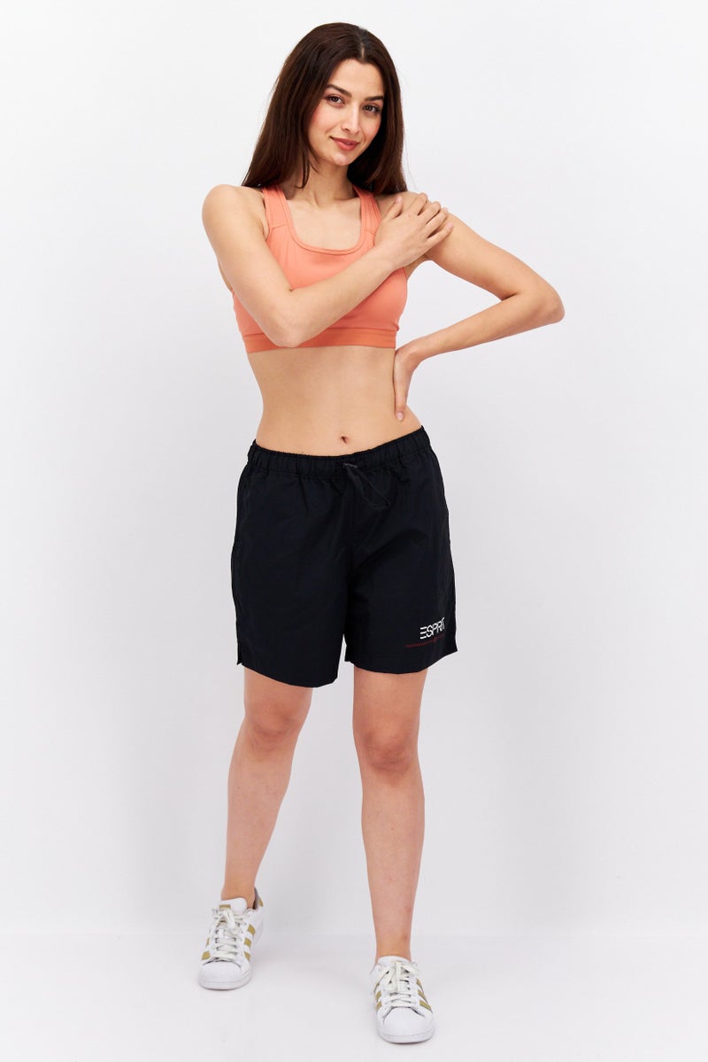 Women Brand Logo Basic Shorts, Black