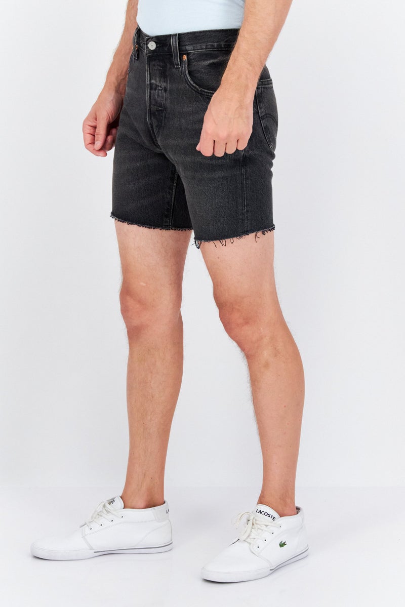 Men Washed Denim Short, Black